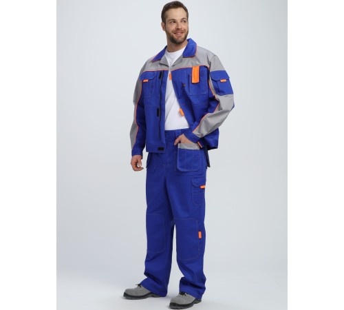 Костюм Союз-Профессионал-1 CH МВО (тк.Смесовая,240) брюки, васильковый/св.серый/оранжевый