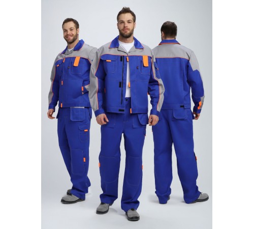 Костюм Союз-Профессионал-1 CH МВО (тк.Смесовая,240) брюки, васильковый/св.серый/оранжевый
