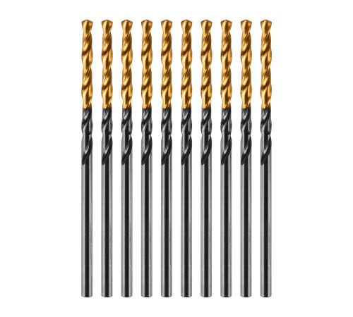 Сверло по металлу, 2 мм, HSS-Tin, Golden Tip, 10 шт. Denzel