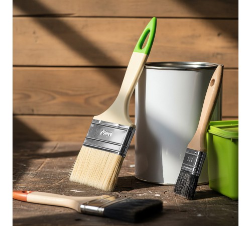 Кисть флейцевая, 70*8, натуральная щетина, пластиковая ручка, 10шт Сибртех