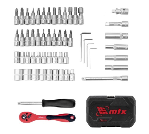 Набор инструментов 56 предметов, CrV, 1/4" MTX