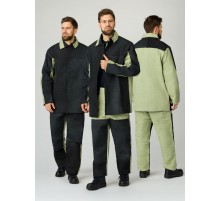 Костюм сварщика комбинированный 2 кл.защиты (тк.Брезент,550/Спилок S=2,3), черный/бежевый