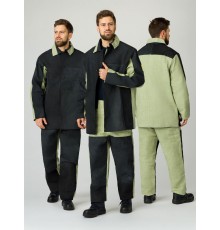 Костюм сварщика комбинированный 2 кл.защиты (тк.Брезент,550/Спилок S=2,3), черный/бежевый Костюм сварщика комбинированный 2 кл.защиты (тк.Брезент,550/Спилок S=2,3), черный/бежевый
