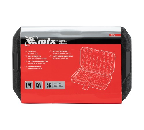 Набор инструментов 56 предметов, CrV, 1/4" MTX