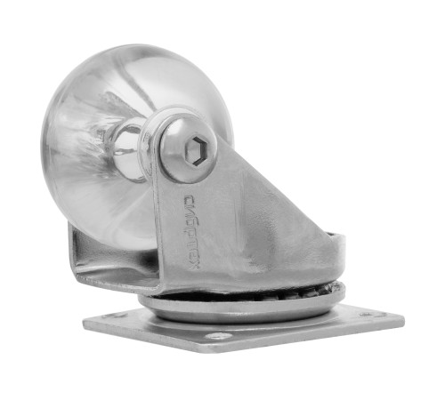 Колесо ПУ прозрачное поворотное d-35 мм, крепление платформенное Сибртех