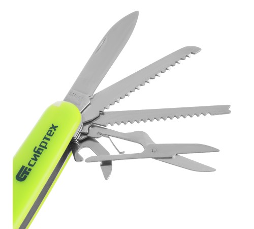 Нож многофункциональный, компактный размер, 15 функций, 90 мм Сибртех