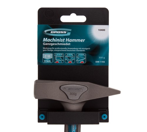 Молоток слесарный, цельнокованый, трехкомпонентная рукоятка, 300 г Gross