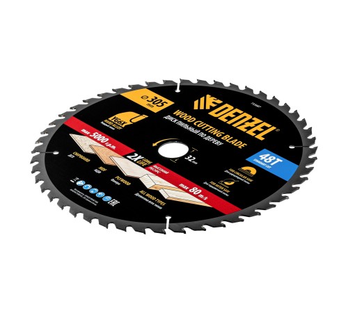 Пильный диск по дереву ф305 х 32 мм, 48 зубьев Denzel