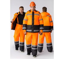 Костюм зимний Дорожник (Оксфорд) брюки, оранжевый/черный