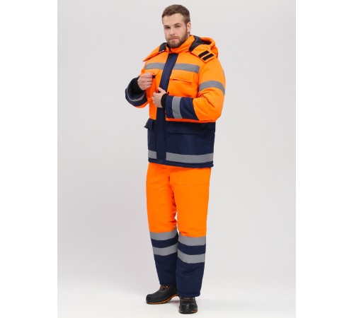 Костюм зимний Дорожник-Ультра (тк.Смесовая,210) п/к, оранжевый/т.синий Костюм зимний Дорожник-Ультра (тк.Смесовая,210) п/к, оранжевый/т.синий