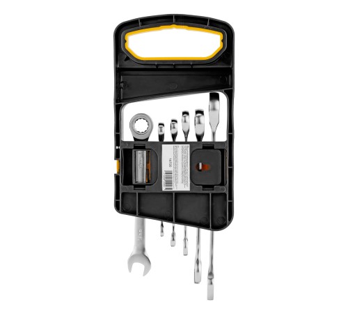 Набор ключей комбинированных трещоточных 6-17 мм, 6 шт., CrV, матовый хром Denzel