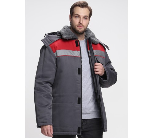 Куртка зимняя Бригада NEW (тк.Смесовая,210), т.серый/красный Куртка зимняя Бригада NEW (тк.Смесовая,210), т.серый/красный