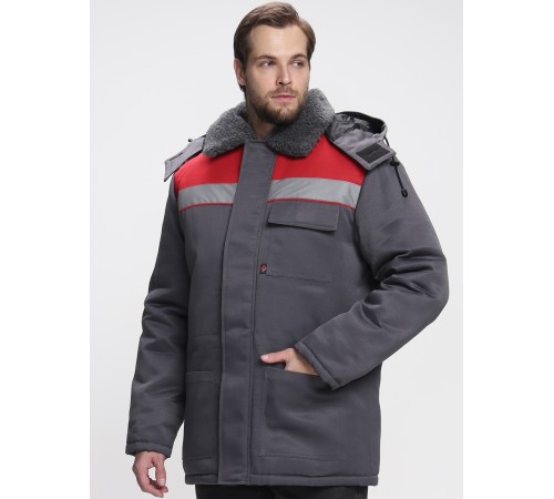 Куртка зимняя Бригада NEW (тк.Смесовая,210), т.серый/красный Куртка зимняя Бригада NEW (тк.Смесовая,210), т.серый/красный