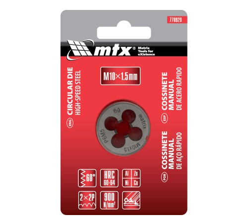 Плашка М10 х 1.5 мм, Р6М5 MTX