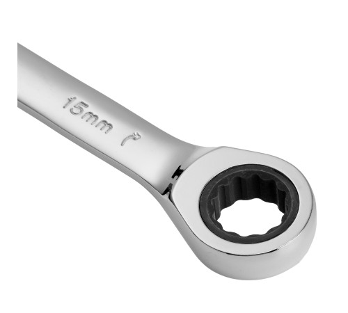 Ключ комбинированный, с трещеткой, 15 мм Denzel