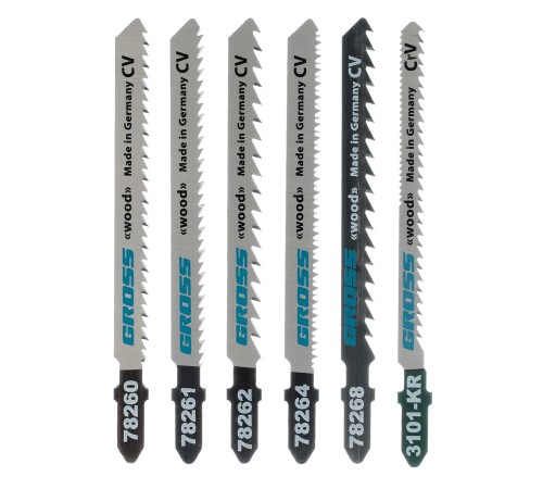 Набор полотен для электролобзика по дереву, 6 шт, Profi, пластиковый кейс Gross