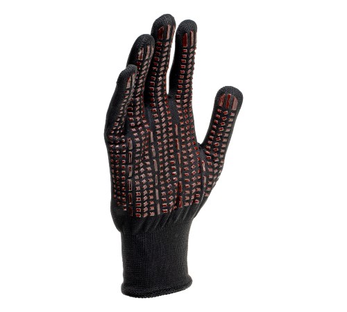 Перчатки трикотажные, синтетическая нить, ПВХ-гель точка, цвет: черный, L, 13 класс Сибртех