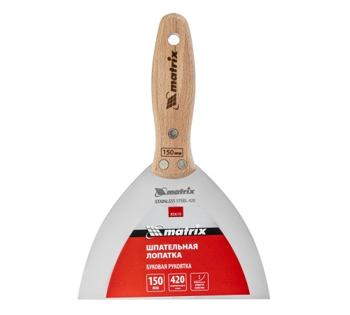 Шпательная лопатка из нержавеющей стали, 150 мм, буковая рукоятка, EFP Matrix Шпательная лопатка из нержавеющей стали, 150 мм, буковая рукоятка, EFP Matrix