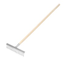 Грабли, нержавеющая сталь, 340 х 1300 мм, 14 витых зубьев, деревянный черенок, Сибртех