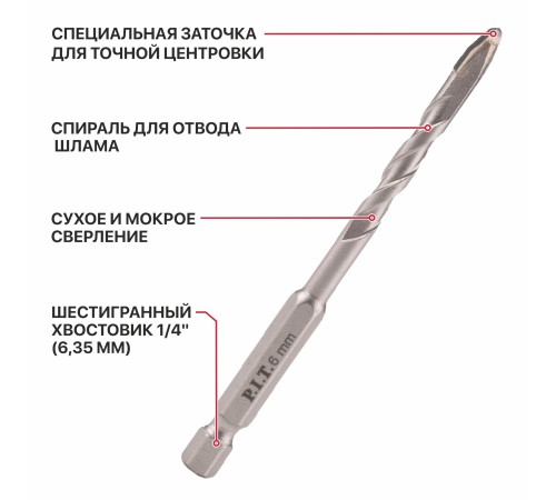Сверло для твердой керамики P.I.T. AMAS13-006SA
