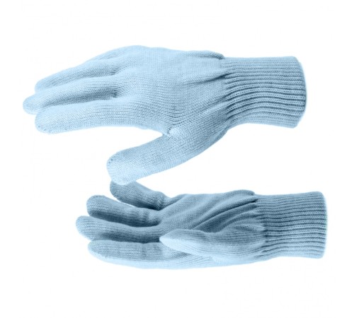 Перчатки трикотажные, акрил, двойные, цвет зенит, двойная манжета Сибртех