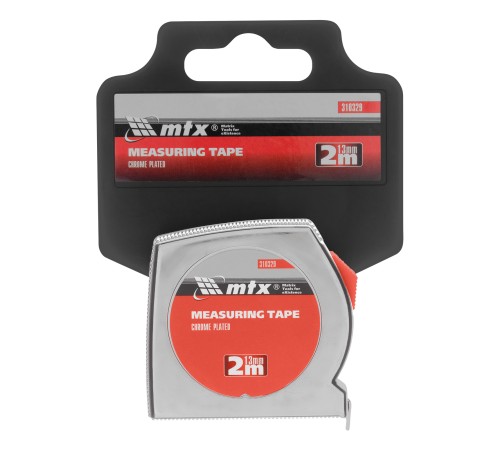 Рулетка Chrom, 2 м x 13 мм, хромированный корпус MTX