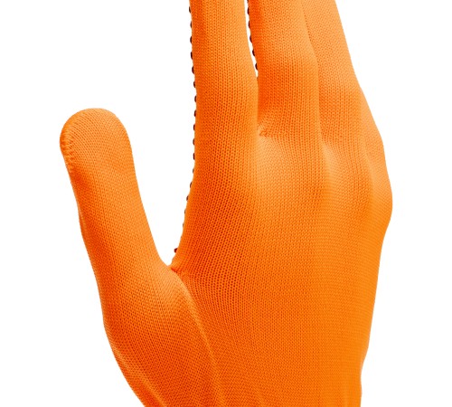 Перчатки трикотажные, синтетическая нить, ПВХ-гель точка, цвет: оранжевый, L, 13 класс Сибртех