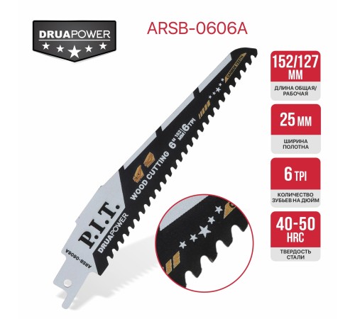 Полотно для сабельной пилы с карбидными зубьями P.I.T. ARSB-0606A
