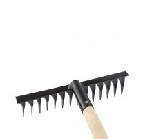 Грабли стальные, 300х1300 мм, 14 витых зубьев, деревянный черенок, Сибртех