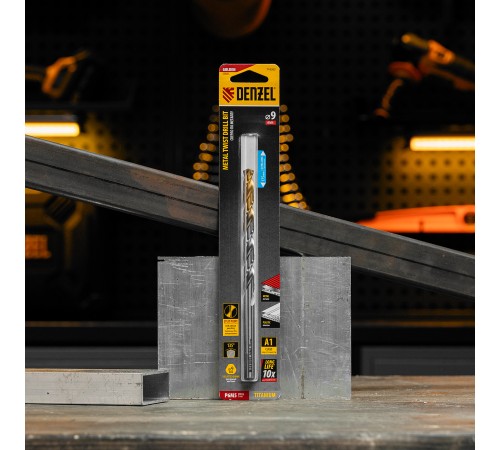 Сверло спиральное по металлу 9 х 175 мм, Р6М5, Golden Tip, удлиненное Denzel