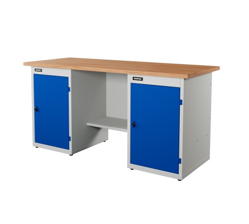 RUNTEC RTI17F-TI0-TI0-5005(7035) Верстак серии Industrial, 1700 мм, фанера, тумба с дверью + тумба с дверью, синий (светло-серый) RAL 5005 (7035)