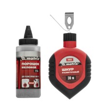 Шнур разметочный в пластмассовом обрезиненном корпусе, порошок красный Matrix