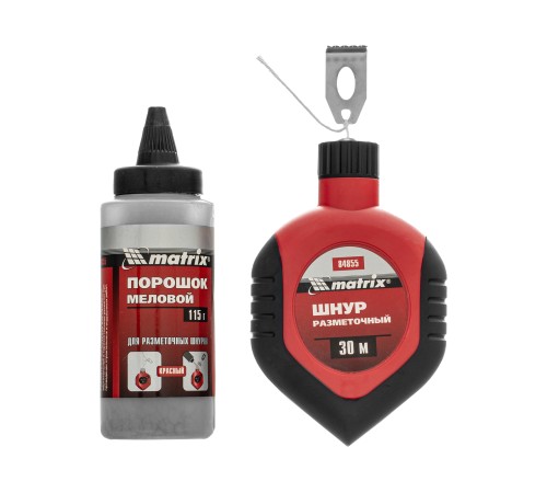 Шнур разметочный в пластмассовом обрезиненном корпусе, порошок красный Matrix