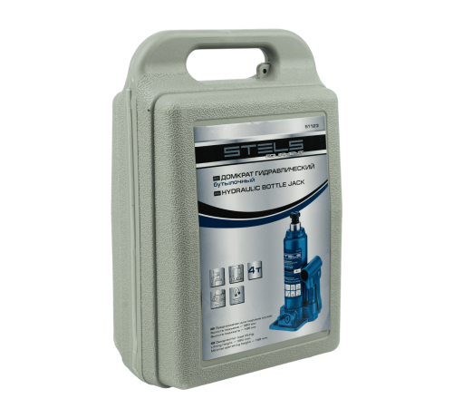 Домкрат гидравлический бутылочный, 4 т, H подъема 195-380 мм, в пластиковом кейсе Stels