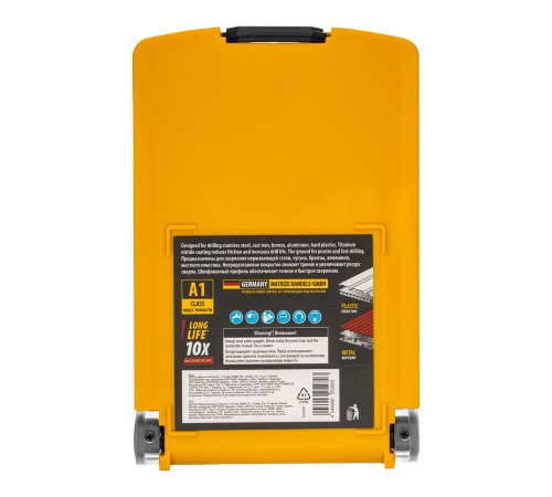 Набор сверл по металлу, 1-10 мм, Р6М5-TiN, Golden Tip, 19 шт Denzel