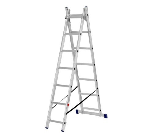 Лестница, 2 х 7 ступеней, алюминиевая, двухсекционная, Сибртех