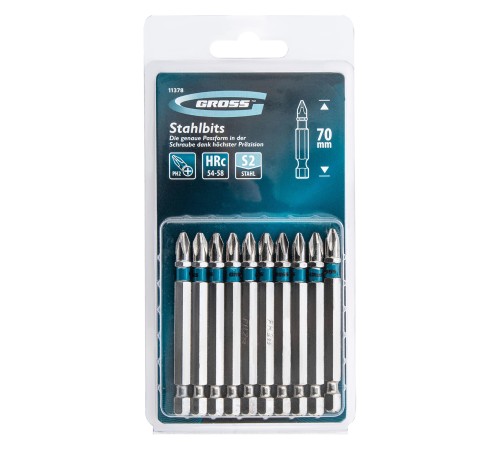 Набор бит РН2 х 70, сталь S2, 10 шт. Gross