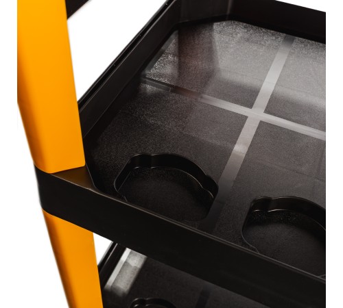 RUNTEC RT-PP3 Тележка с тремя открытыми полками (перфорированная боковина с крючками), черная