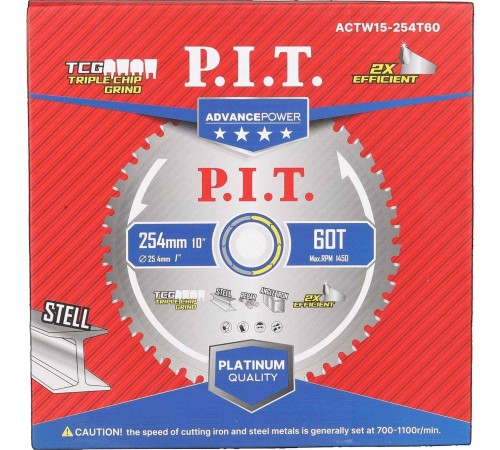 Диск пильный по металлу P.I.T. ACTW15-254T60