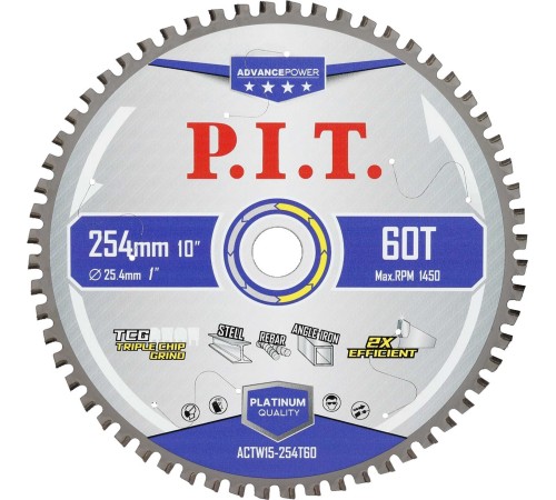 Диск пильный по металлу P.I.T. ACTW15-254T60