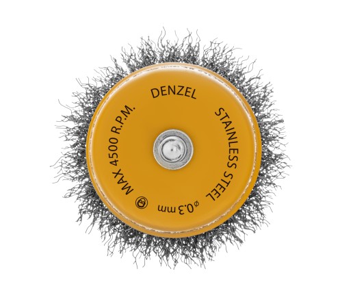 Щетка для дрели, 65 мм, Чашка, со шпилькой , нержавеющая витая проволока Denzel