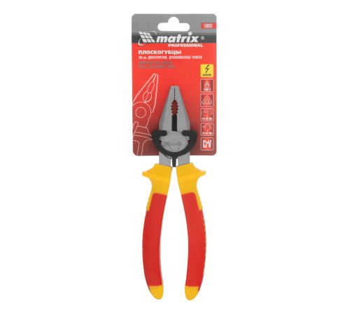 Плоскогубцы комбинированные, Insulated, 180 мм, двухкомпонентные рукоятки Matrix Professional Плоскогубцы комбинированные, Insulated, 180 мм, двухкомпонентные рукоятки Matrix Professional