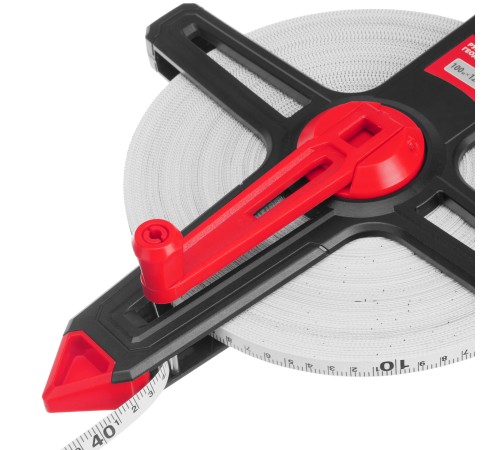 Рулетка геодезическая 100 м х 12,5 мм, открытый корпус, фиберглассовая лента Matrix