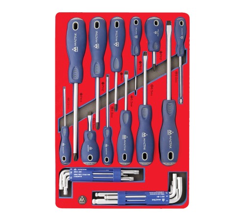 Набор отверток, шестигранников и Torx, ложемент, 28 предметов МАСТАК 5-40627 Набор отверток, шестигранников и Torx, ложемент, 28 предметов МАСТАК 5-40627