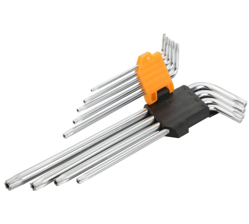 Набор Г-образных Torx, T10H-T50H, длинные, с отверстием, 9 предметов TOLSEN TT20057 Набор Г-образных Torx, T10H-T50H, длинные, с отверстием, 9 предметов TOLSEN TT20057