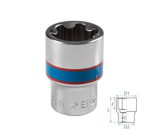 Головка торцевая TORX Plus 1/2", EP28, L = 45 мм KING TONY 433E28M Головка торцевая TORX Plus 1/2", EP28, L = 45 мм KING TONY 433E28M
