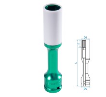 Головка торцевая ударная глубокая 1/2", 19 мм, тонкостенная, пластиковая защита KING TONY 495519MX