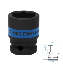 Головка торцевая ударная шестигранная 1/2", 24 мм KING TONY 453524M