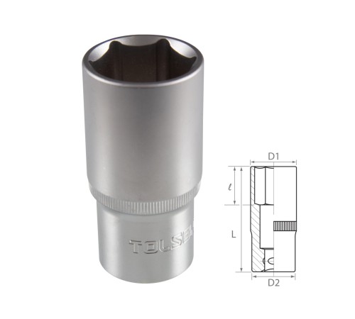 Головка торцевая глубокая шестигранная 1/2", 32 мм TOLSEN TT16582 Головка торцевая глубокая шестигранная 1/2", 32 мм TOLSEN TT16582