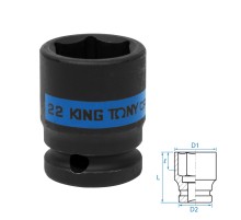 Головка торцевая ударная шестигранная 1/2", 22 мм KING TONY 453522M Головка торцевая ударная шестигранная 1/2", 22 мм KING TONY 453522M